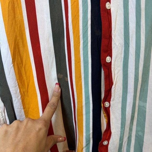 Zara Relaxed‎ Fit Striped Shirt Mens Short Sleeve Button Up Casual Multicolor - Picture 5 of 6
